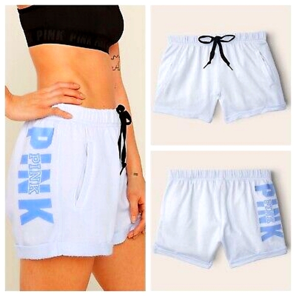 PINK Victoria's Secret Pants - V'S PINK Everyday Lounge Boyfriend Shorts Hydrangea Blue 💙 Logo XL (USED)